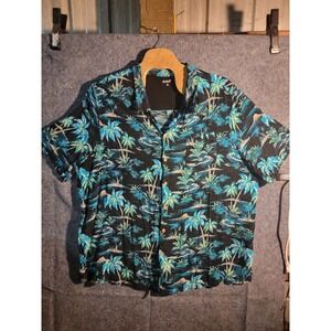 KS Island Printed Camp‎ Shirt Blue Hawaiian Size 6XL